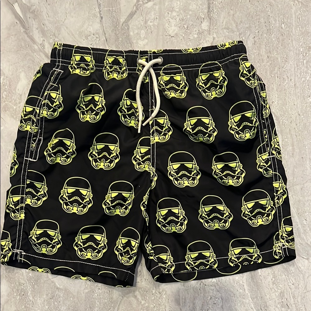 MC2 Saint Barth Black Swim Shorts with Neon Green Print Star Wars Youth 12